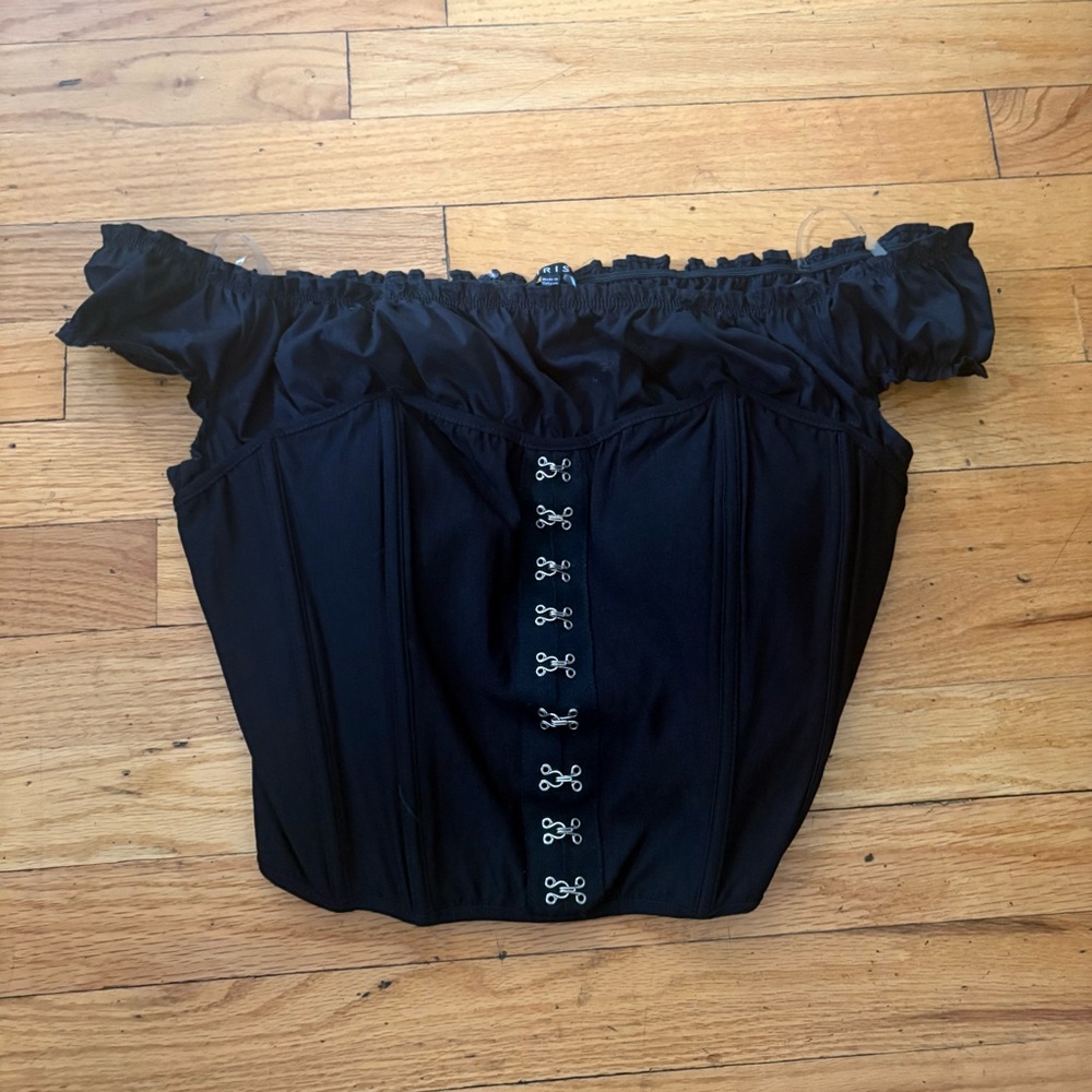 Iris Black Off The Shoulder Corset Top Size Large